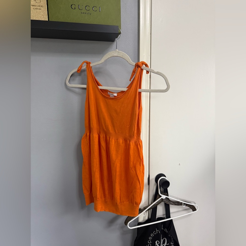 MaxMara Orange Tie-Shoulder Tank Top